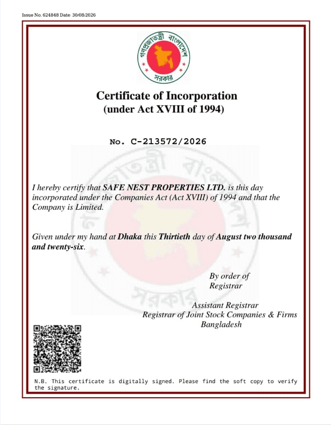 Certificate of Incorporation - SafeNest Properties Ltd.